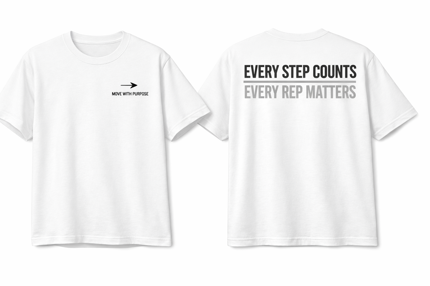 “Move With Purpose T‑Shirt – Motivational White Gym Shirt – Fitness Training Tee”