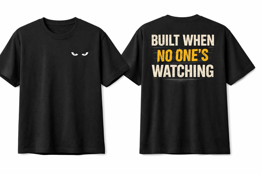“Built When No One’s Watching T‑Shirt – Motivational Gym Shirt – Fitness Workout Tee”